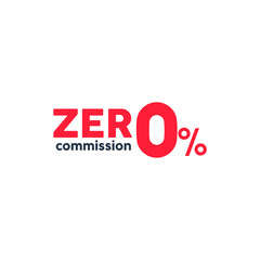Red zero (0) percent. Flat design 0% icon. 