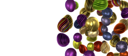 Beautiful colorful easter eggs on - transparent