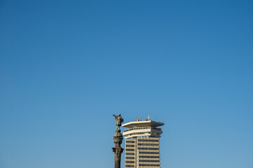 Monumento a Col&oacute;n, Columbus Monument, Barcelona, Catalonia, Spain, Europe