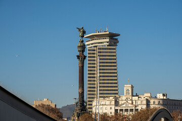 Monumento a Colón, Columbus Monument, Barcelona, Catalonia, Spain, Europe