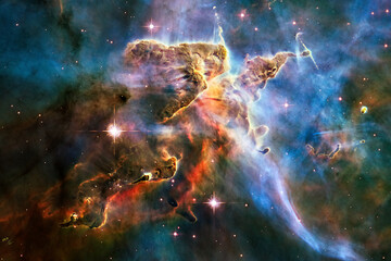 Fototapeta na wymiar Cosmos, Pillars of Creation, Eagle Nebula, Hubble Space Telescope