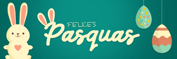 Happy Easter background with rabbit and eggs. 