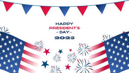 Obraz premium Happy Presidents Day 2023 American Flag Background