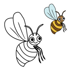 Coloring book for kids cute bee