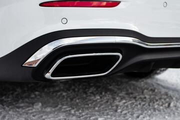 Close up of a car exhaust pipe. Exhaust pipe.