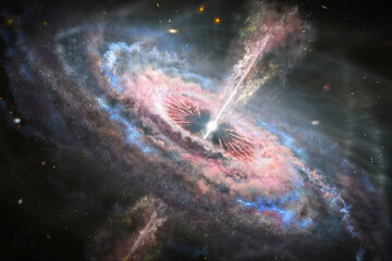 Cosmos, Quasar Outflow, James Webb Space Telescope - obrazy, fototapety, plakaty