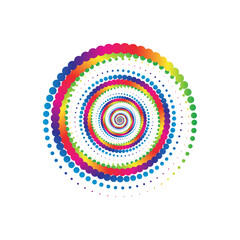 Rainbow dot circle logo halftone on the white background. Vector illustration.	