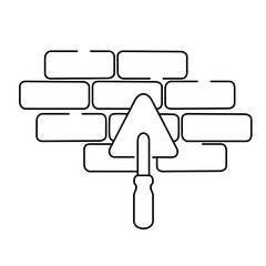 Obraz premium Putty knife with brickwork outline design vector illustration on white background