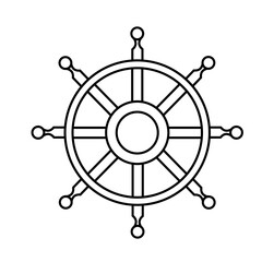 Nautical black helm icon outline design vector illustration on white background