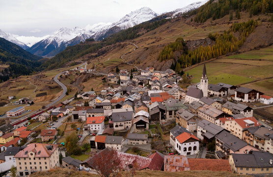 View over the village Ardez in Switzerland
