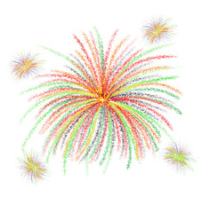 Fireworks display celebration. Handdrawn illustration