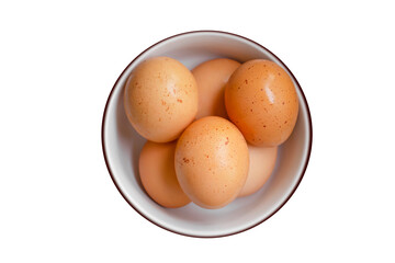 Whole eggs in a plate isolated on white background