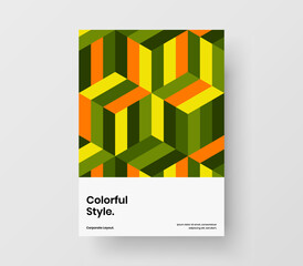 Vivid journal cover A4 vector design concept. Clean geometric pattern handbill template.