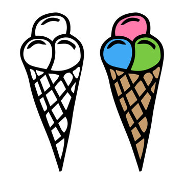 ice cream line vector illustration ,ice cream coloring book