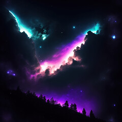Naklejka premium art illustration of the night sky . Generative AI