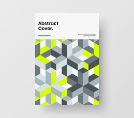 Original annual report A4 vector design concept. Minimalistic mosaic hexagons magazine cover illustration.