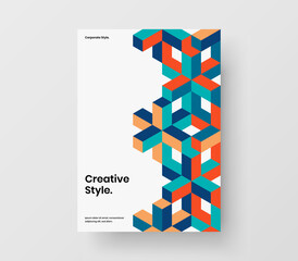 Colorful geometric shapes magazine cover concept. Unique pamphlet design vector illustration.