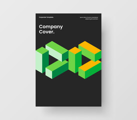 Clean book cover vector design layout. Unique geometric hexagons company identity template.