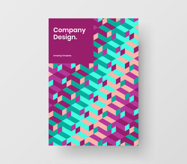 Clean book cover design vector concept. Original mosaic hexagons company brochure illustration.