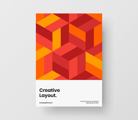 Abstract geometric shapes leaflet illustration. Bright magazine cover A4 design vector template.