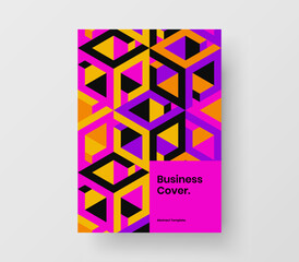 Minimalistic mosaic hexagons corporate identity layout. Clean book cover A4 vector design concept.