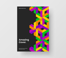 Clean journal cover A4 design vector layout. Multicolored geometric tiles company identity template.