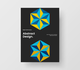 Multicolored geometric shapes company brochure illustration. Colorful poster A4 vector design template.