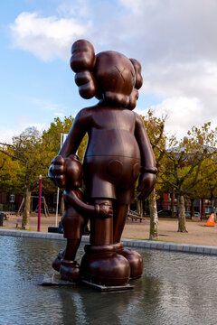Modern sculpture from the New Jersey artist Kaws displayed at the Museumsplein, Amsterdam
