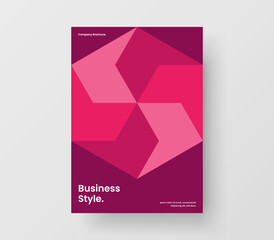 Fototapeta premium Minimalistic postcard design vector concept. Bright geometric shapes poster layout.