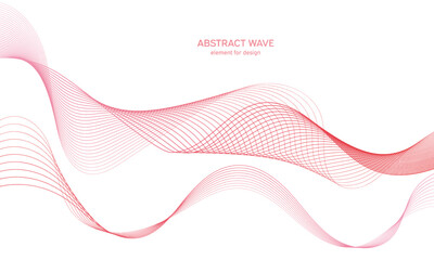 Abstract colorfull wave element for design. Digital frequency track equalizer. Stylized line art background.Vector illustration.Wave with lines created using blend tool.Curved wavy line, smooth stripe