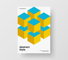 Vivid mosaic shapes handbill template. Trendy cover A4 design vector layout.