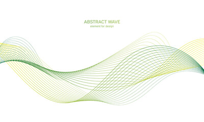 Abstract colorfull wave element for design. Digital frequency track equalizer. Stylized line art background.Vector illustration.Wave with lines created using blend tool.Curved wavy line, smooth stripe