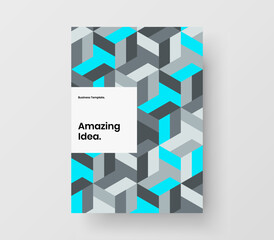 Original geometric shapes magazine cover illustration. Trendy booklet A4 vector design template.