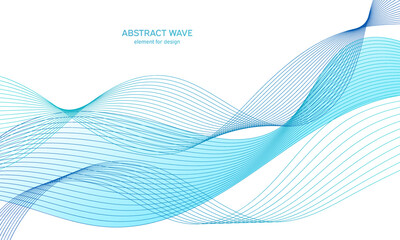 Abstract colorfull wave element for design. Digital frequency track equalizer. Stylized line art background.Vector illustration.Wave with lines created using blend tool.Curved wavy line, smooth stripe