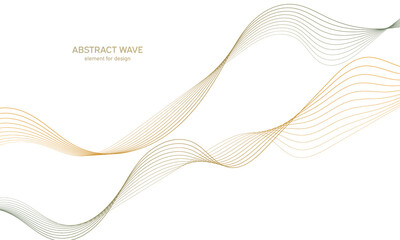 Abstract colorfull wave element for design. Digital frequency track equalizer. Stylized line art background.Vector illustration.Wave with lines created using blend tool.Curved wavy line, smooth stripe