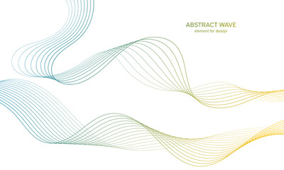 Abstract colorfull wave element for design. Digital frequency track equalizer. Stylized line art background.Vector illustration.Wave with lines created using blend tool.Curved wavy line, smooth stripe