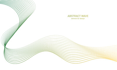 Abstract colorfull wave element for design. Digital frequency track equalizer. Stylized line art background.Vector illustration.Wave with lines created using blend tool.Curved wavy line, smooth stripe