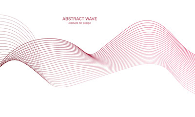 Abstract colorfull wave element for design. Digital frequency track equalizer. Stylized line art background.Vector illustration.Wave with lines created using blend tool.Curved wavy line, smooth stripe