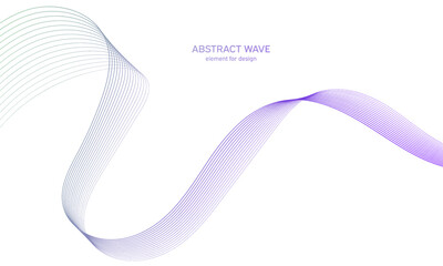 Abstract colorfull wave element for design. Digital frequency track equalizer. Stylized line art background.Vector illustration.Wave with lines created using blend tool.Curved wavy line, smooth stripe