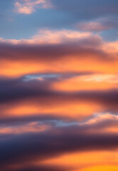 Naklejka na ściany i meble Sky scene at sunset with cloudy and golden sunshine