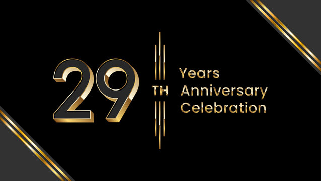 29th Anniversary. Anniversary template design with golden text for anniversary celebration event. Vector Templates Illustration