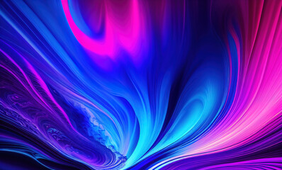 Abstract blue purple neon wavy background . Generative AI