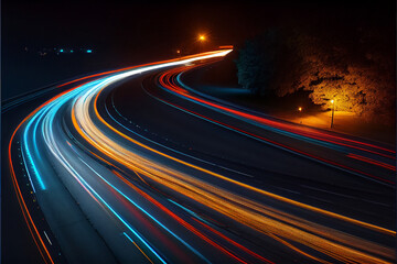 Fototapeta na wymiar High Angle View Of Light Trails On Road At Night 