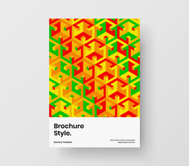 Trendy mosaic pattern postcard template. Modern journal cover vector design concept.