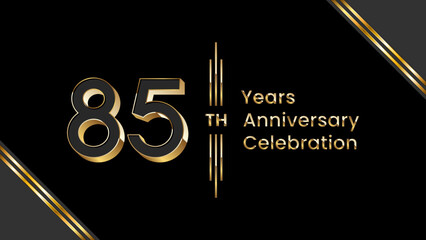 Obraz premium 85th Anniversary. Anniversary template design with golden text for anniversary celebration event. Vector Templates Illustration