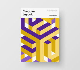 Clean company brochure design vector concept. Trendy mosaic shapes magazine cover layout.