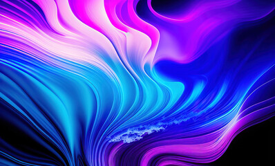 Naklejka premium Abstract blue purple neon wavy background . Generative AI