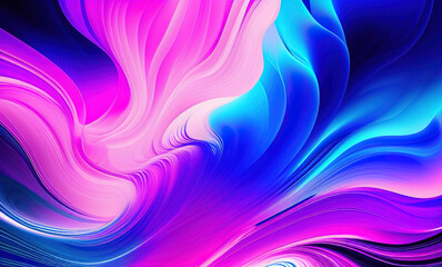 Fototapeta na wymiar Abstract blue purple neon wavy background . Generative AI