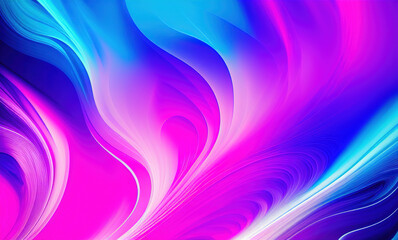 Abstract blue purple neon wavy background . Generative AI