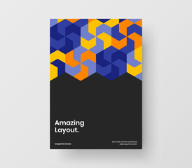 Isolated brochure vector design illustration. Fresh mosaic shapes pamphlet concept.